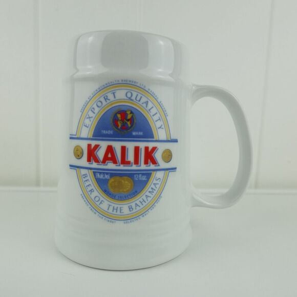 Kalik Beer Of The Bahamas White Mug Stein 12oz - Picture 1 of 8